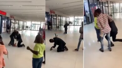 Moment lady embarrasses her boyfriend by rejecting his proposal at the mall- Watch