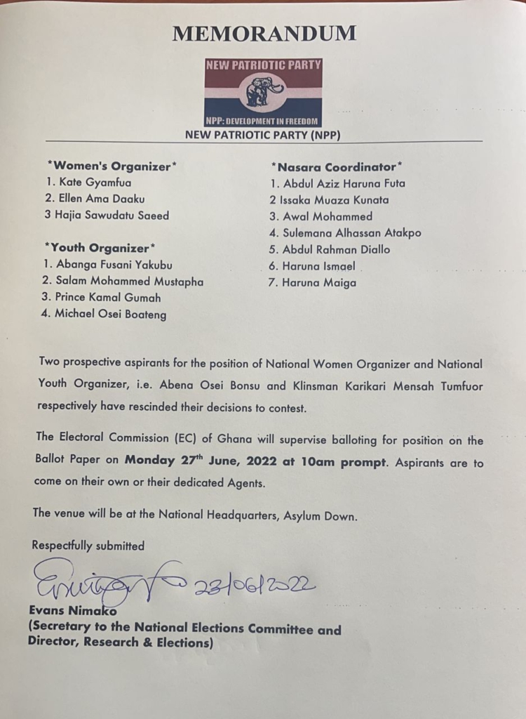 NPP approves 47 aspirants for national executive elections